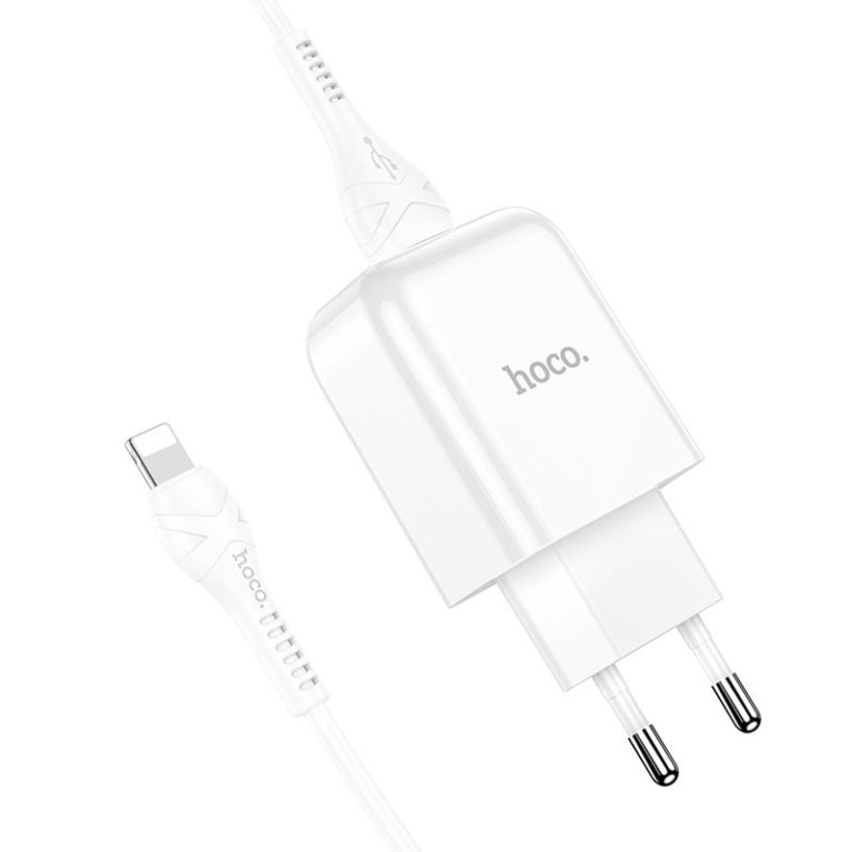 Зарядний пристрій для телефону + кабель Lightning Apple HOCO N2 |1USB, 2.1А| Білий