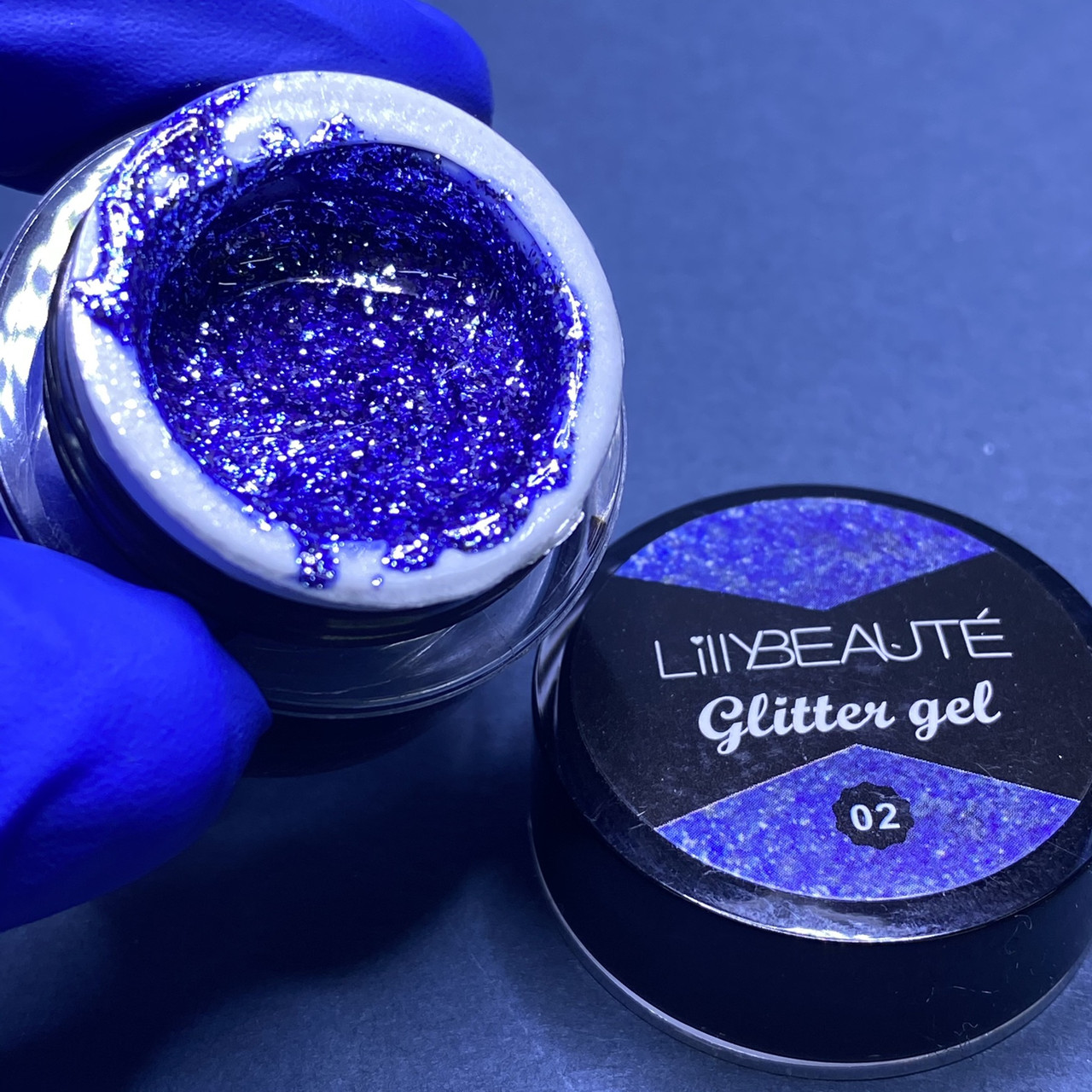 Гліттер-гель для нігтів Lilly Beaute №02, синій