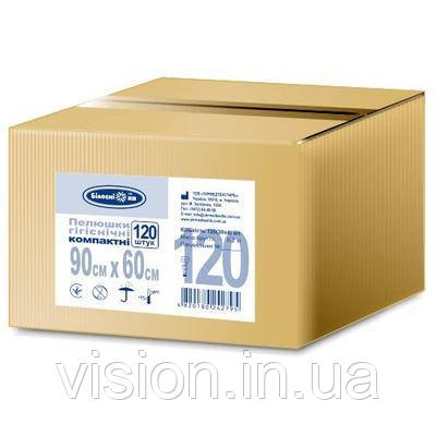 Пелюшки одноразові 90см х 60см 120 шт. компактні "Білосніжка" (у коробці), фото 1