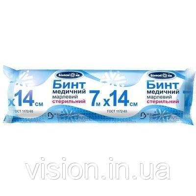 Бинт марлевий стерильний 7м х 14см "Білосніжка" тип 17 медичний, фото 1