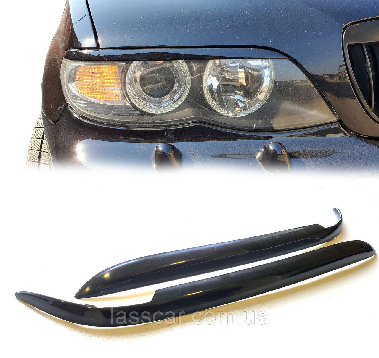 Накладки на передні фари Lasscar на Bmw X5 E53 2000-2007 рестайлінг