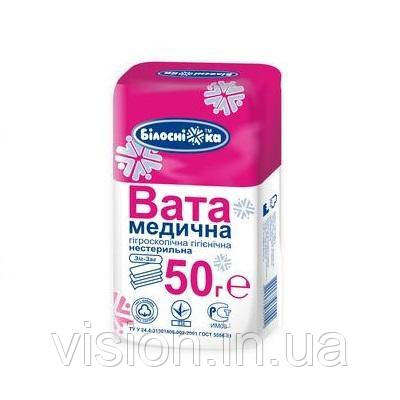 Вата медична "Білосніжка", зигзагоподібна стрічка, 50г гігієнічна нестерильна, фото 1