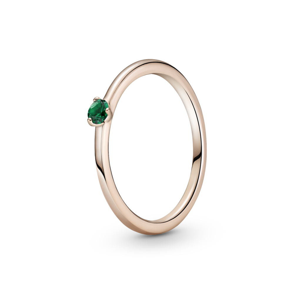 Срібна каблучка Pandora Rose з зеленим камінцем 189259C05