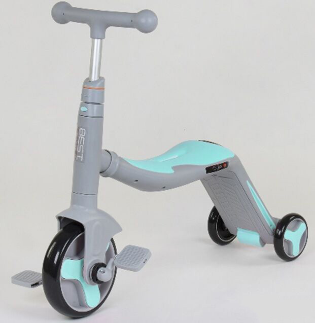 Самокат біговел велосипед 3в1 Best Scooter JT 10181 Бірюзовий з музикою