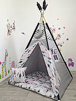 Детский вигвам с перьями, индивидуальный набор, детская палатка, полный комплект, полумесяц в подарок