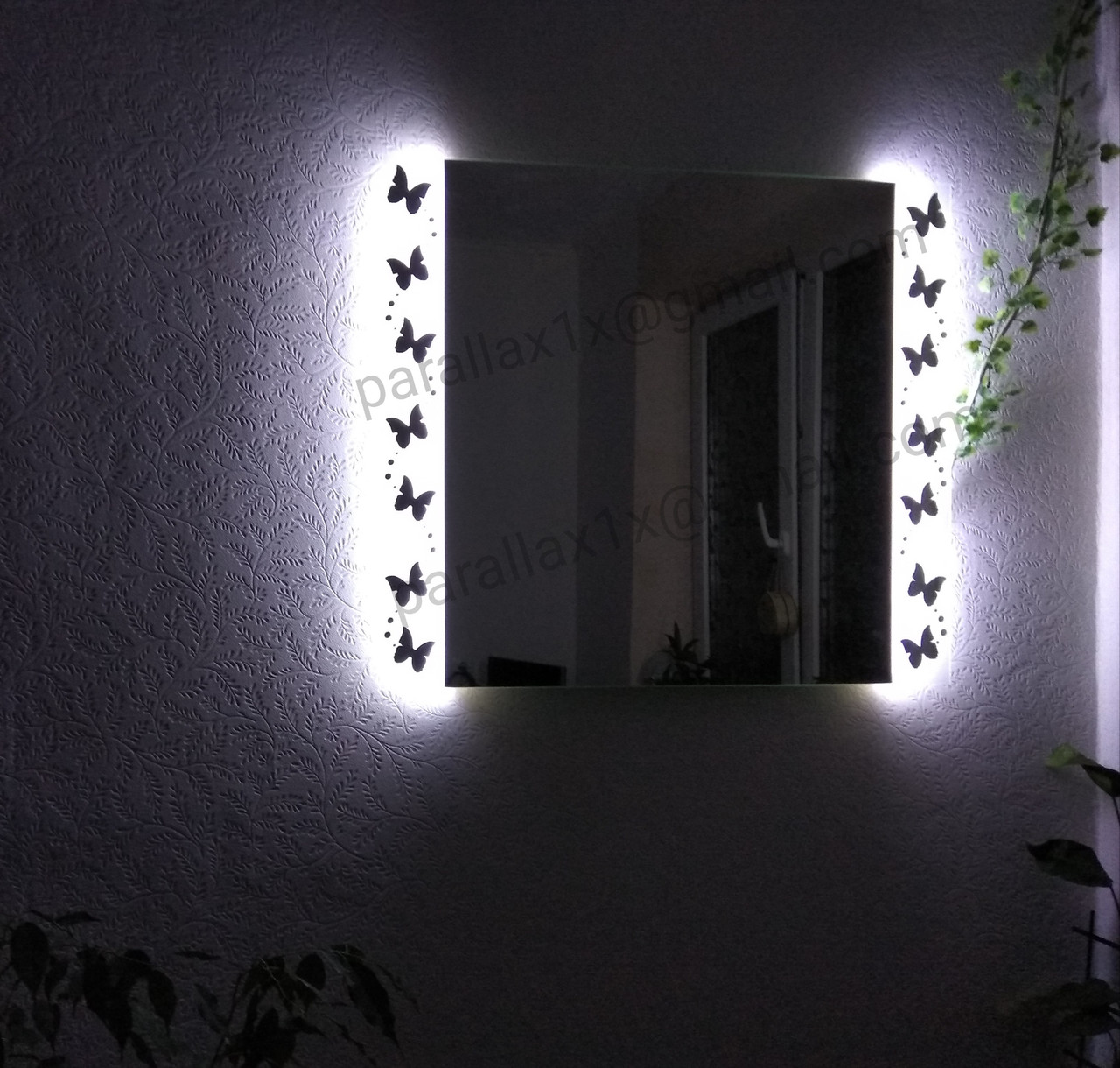 Дзеркало з LED-підсвіткою,метелики 800 мм/700 мм, L 56