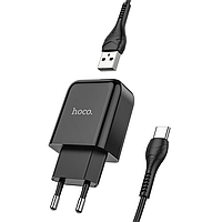 Сетевое зарядное устройство для телефона + кабель Type-C Android HOCO N2 |1USB, 2.1A| Черный