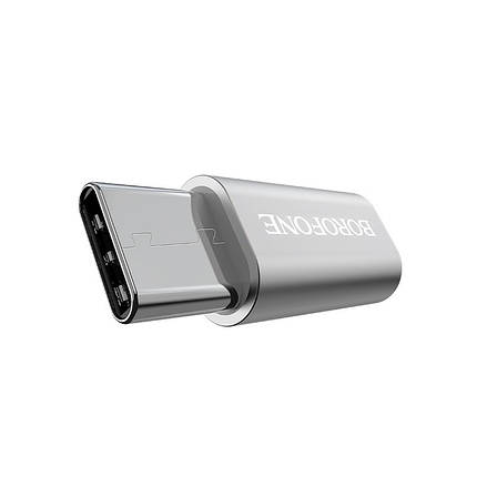 Перехідник Borofone BV4 Micro-USB на Type-C Сріблястий, фото 1