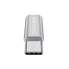 Перехідник Borofone BV4 Micro-USB на Type-C Сріблястий, фото 5