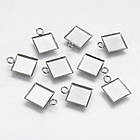 Кулон-Сеттинг Квадратний під Кабошон, Нержавіюча Сталь, Сталь, 15x11x1.5мм, Внутрішній: 10х10мм, 10 шт, фото 3