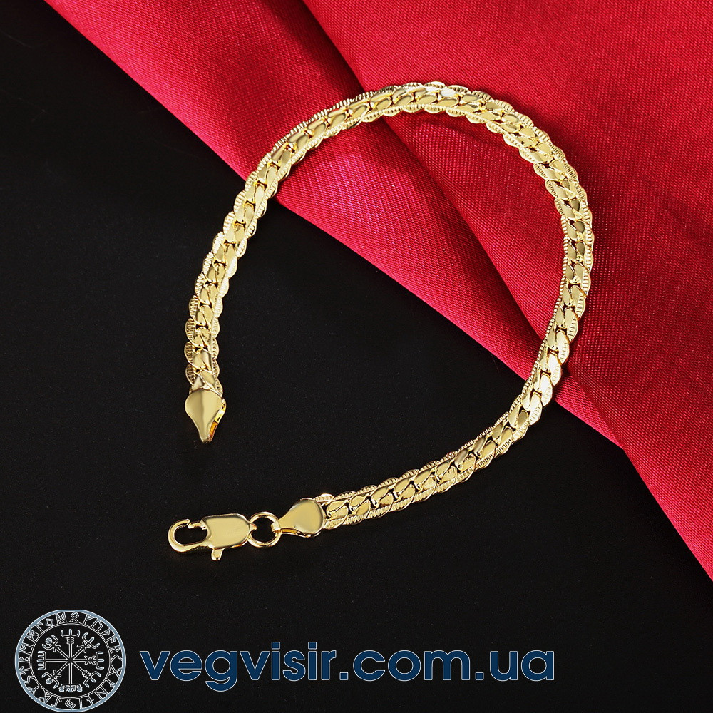 Браслет Pulseiras змійка ланцюг Позолота 18К проба унісекс