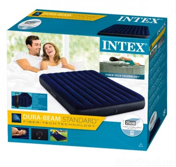 Надувний матрац Intex з подушками та насосом 203х152х25 см (68765), фото 1