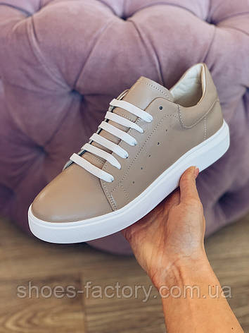 Жіночі шкіряні кеди Ditas Бежеві 41р., фото 1