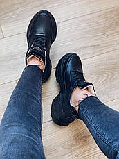 Жіночі шкіряні кросівки на високій підошві Ditas чорні, фото 5