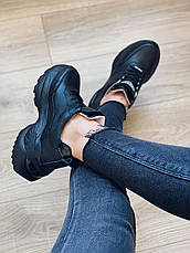 Жіночі шкіряні кросівки на високій підошві Ditas чорні, фото 4