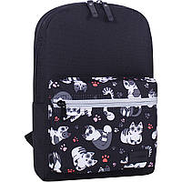 Рюкзак Bagland Молодежный mini 8 л. Черный карман с котиками 776 (0050866)