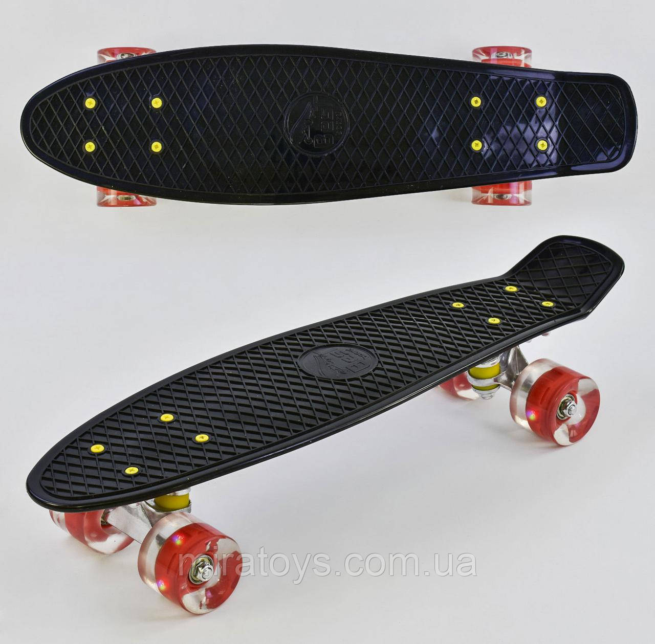 Пені Борд Скейт ЧОРНИЙ 0990 зі світними колесами, дошка = 55 см, колеса PU, фото 1