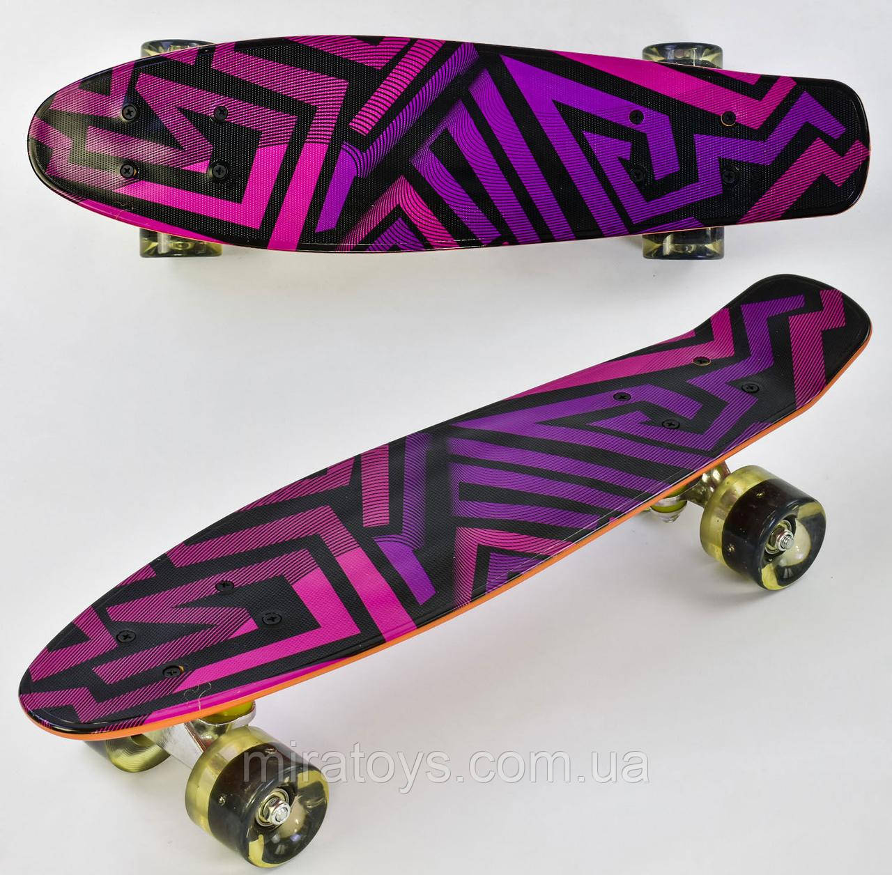 Пені Борд Скейт F 5490 зі світними колесами, дошка=55 см, колеса PU, СВІТЛЯЄТЬСЯ, d=6 см, фото 1