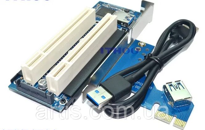 Конвертер Pci-E на 2 слоти PCI dual адаптер перехідник для звукової