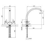 Змішувач для кухні Lidz (CRM) Dominox 15 272F-3 двохвентельний, фото 2