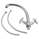 Змішувач для кухні Lidz (CRM) Dominox 15 272F-3 двохвентельний, фото 6