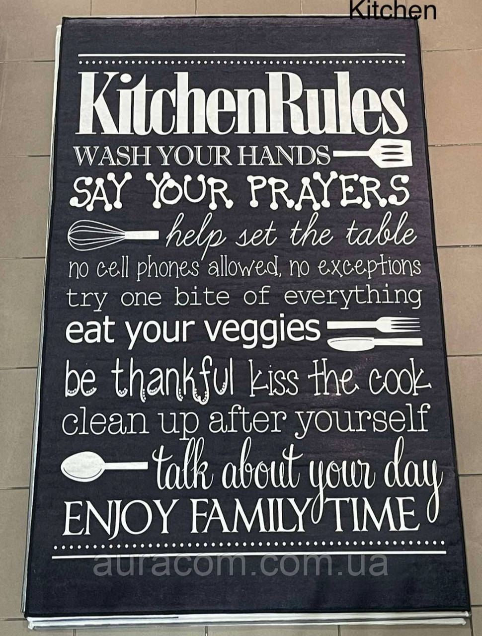 Чорний килимок на кухню, Chilai, Kitchen siyah, 140х190, Туреччина, фото 1