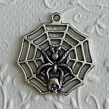 Метав. підвіска "Павук на павутині" срібло (3х3,1 см) 2 шт в уп.