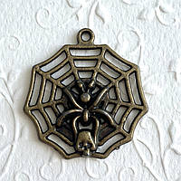 Метал. підвіска "Павук на павутині" бронза (3х3,1 см) 4 шт. в уп.