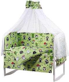 Набір постільної білизни в дитяче ліжечко 9в1: захист, ковдра, подушка, простирадло