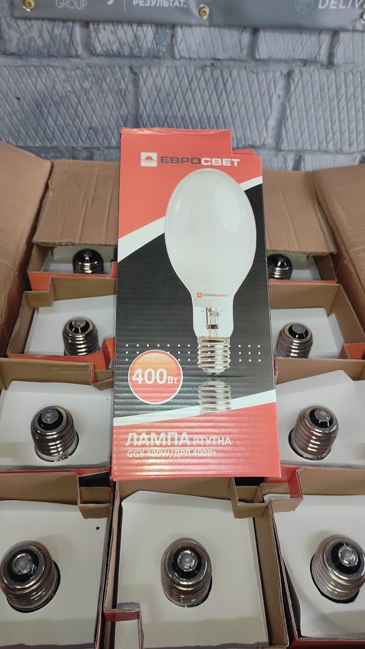 Ртутна газоразрядна лампа 400W Евросвітло E40 ДРЛ 400 ват ДРЛ 400w (працює від дроселя), фото 1