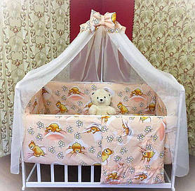 Набір постільної білизни в дитяче ліжечко 9в1: захист, ковдра, подушка, простирадло