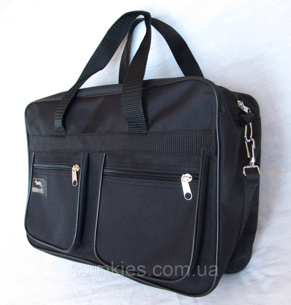 Чоловіча сумка es2630 чорна через плече папка портфель А4+ 38х26см