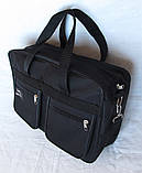 Чоловіча сумка es2630 чорна через плече папка портфель А4+ 38х26см, фото 5