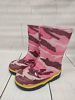 Гумові чоботи дитячі оптом Літма (27-35) камуфляж рожевий