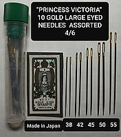 Голки швейні PRINCESS VICTORIA в тубусі (10шт|№4/6) ручні, золоті вушка