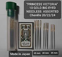 Голки швейні PRINCESS VICTORIA в тубусі (10шт|№20/22/24) ручні, золоті вушка