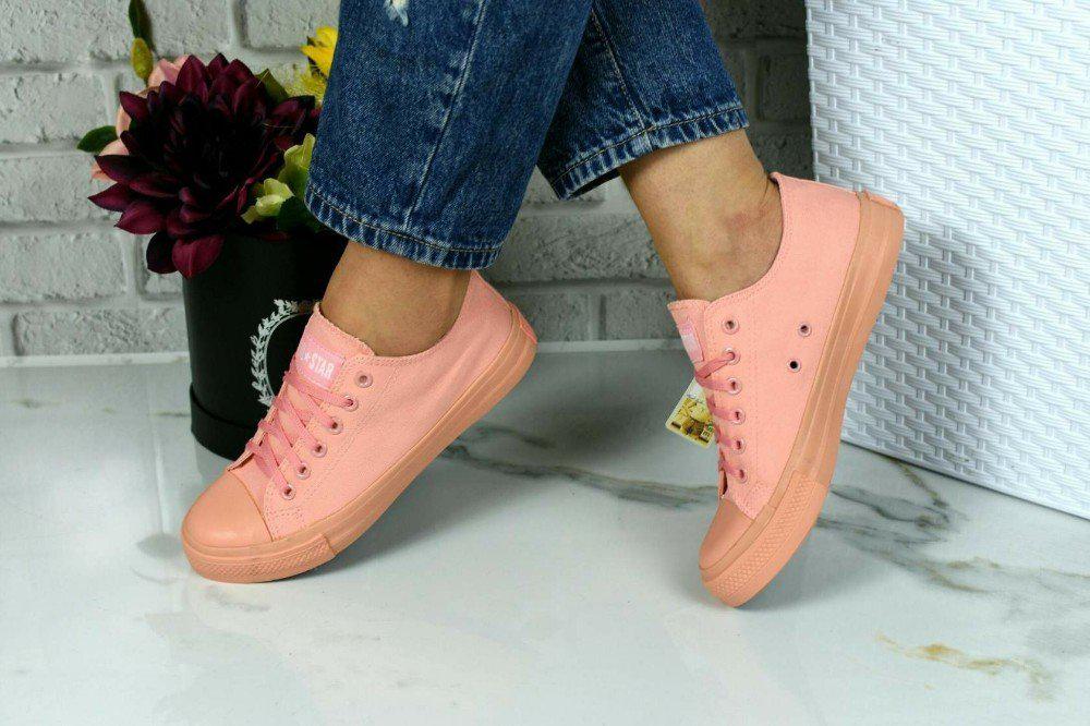 Жіночі кеди конверси з написом AIL STAR персикові (копіюють модель Converse All star)