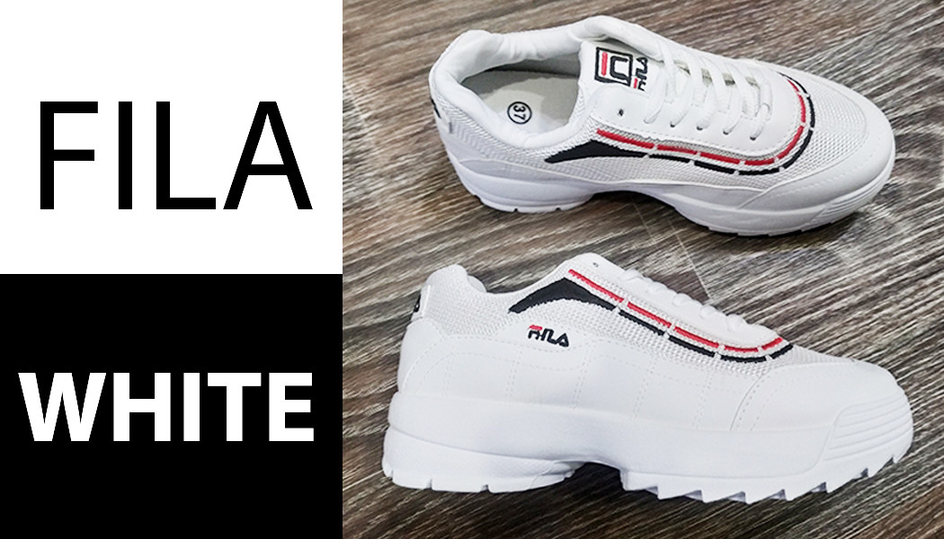 38 р Fila Disruptor Білі з смугою кросівки на високій підошві жіночі чоловічі унісекс