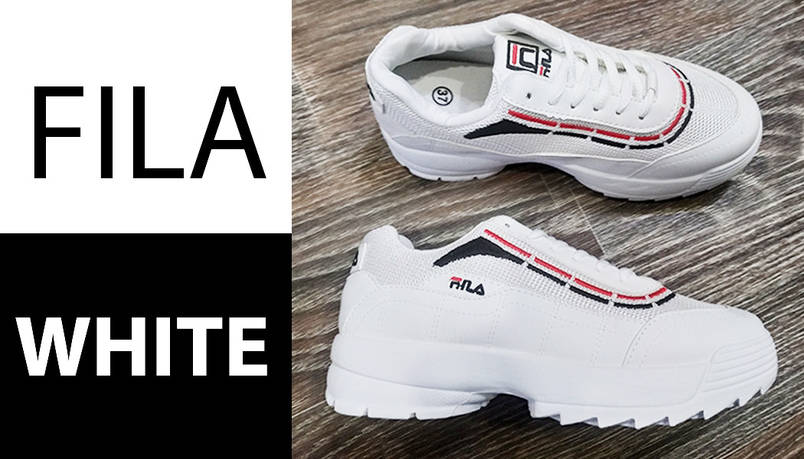 38 р Fila Disruptor Білі з смугою кросівки на високій підошві жіночі чоловічі унісекс, фото 1