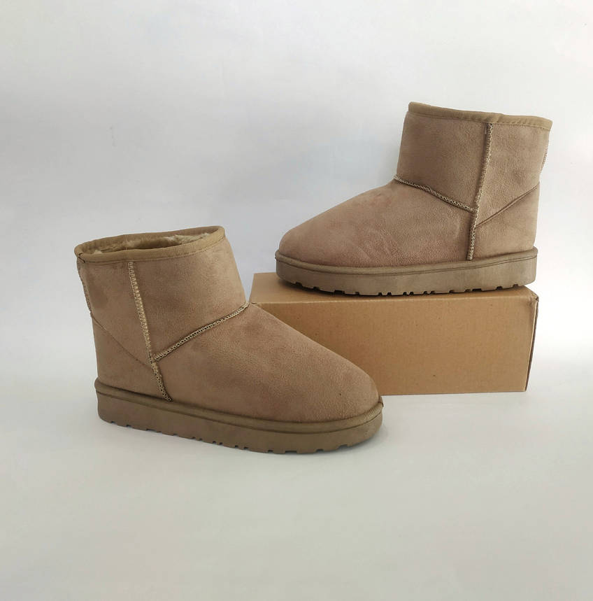 Уггі UGG короткі 16 см - висота сірі бежеві екологічна замша Жіночі уггі 36 р, фото 1