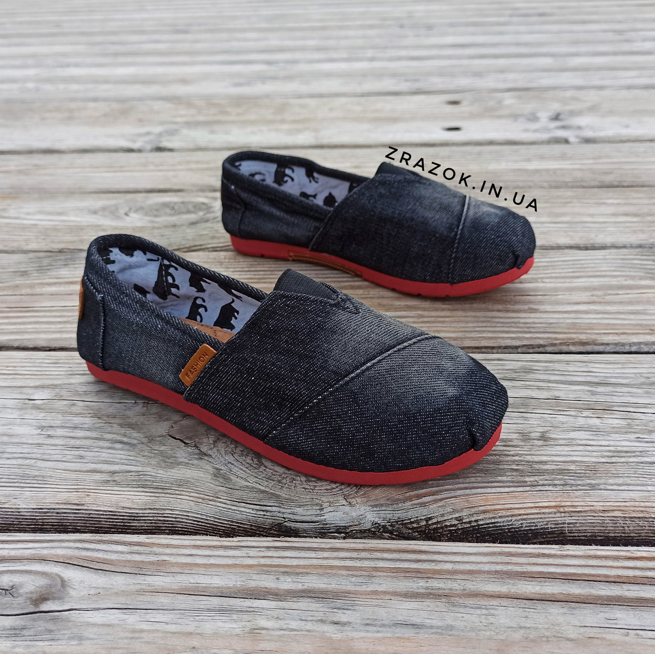 Томси балету чорні джинсові текстиль мокасини слипони жіночі балетки чорнни джинсові мокасіні слопоні