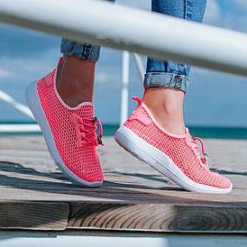 ЗНИЖКА 37 р Рожеві кросівки сітка жіночі літні кеди для бігу кріпери сітка шнурок гумовий