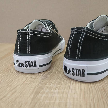 27р -29 рр Дитячі та підліткові кеди конверси AIL STAR в стилі Converse липучка чорні чорно білі, фото 3