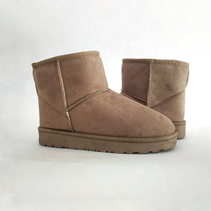 Уггі UGG короткі 16 см - висота сірі бежеві екологічна замша Жіночі уггі 36 р, фото 4