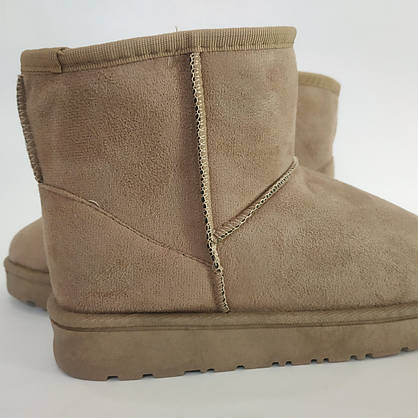 Уггі UGG короткі 16 см - висота сірі бежеві екологічна замша Жіночі уггі 36 р, фото 6