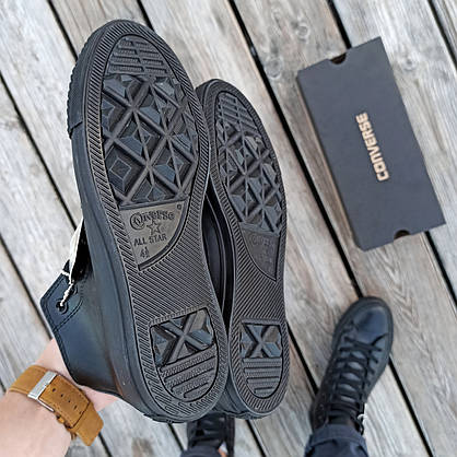 Жіночі високі кеди конверси all star converse шкіряні чорні демісезон, фото 4