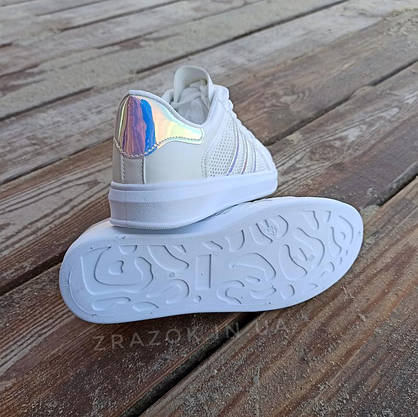 38 р Жіночі кросівки екошкіра сіточка літні під Adidas SuperStar перламутр кеди кріпери шнурок, фото 5
