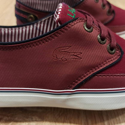 Сліпони кеди бордові червоні кросівки lacoste лакост, фото 4