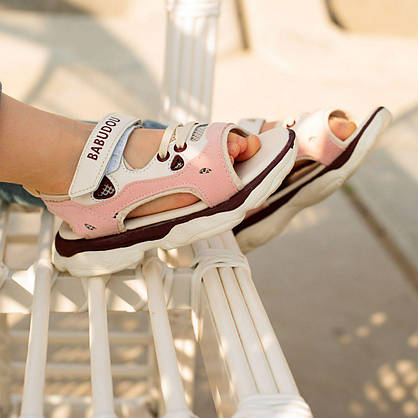 Рожеві дитячі босоніжки, шльопанці сандалі на липучці босоніжки шльопанці сандалі на липучці, фото 2