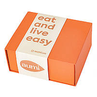 Коробка подарункова преміальна для пакування набору горіхових паст AUMI, помаранчева, брендована, фото 2